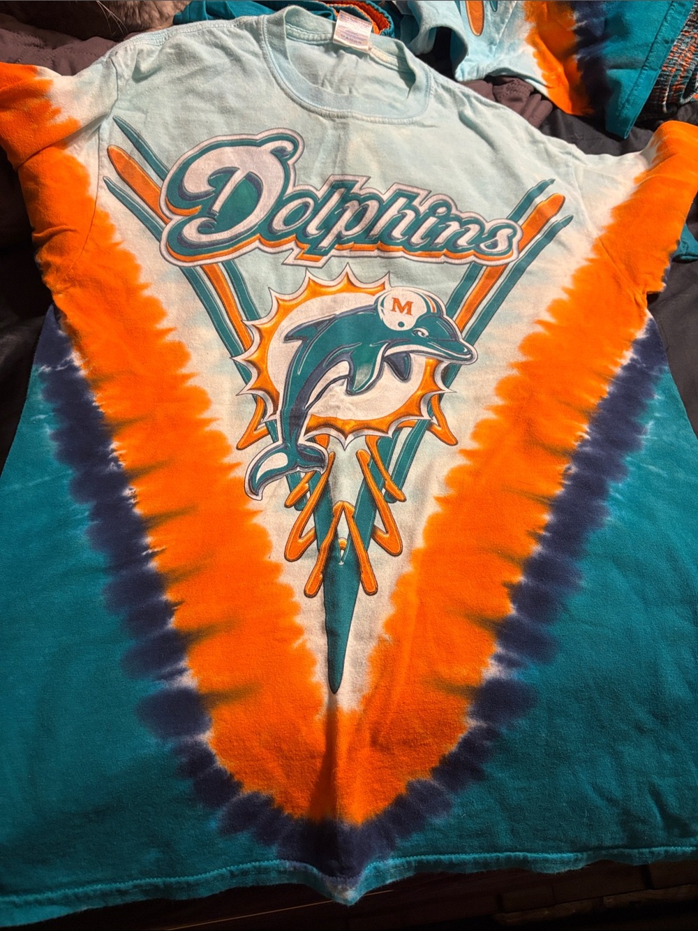 Miami Dolphins Tie-Dye Tee - Teal & Orange